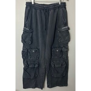 YoungLA 2005 Sweatpants Mens XXL Gray Hella Pocket Cargo Heavyweight Streetwear